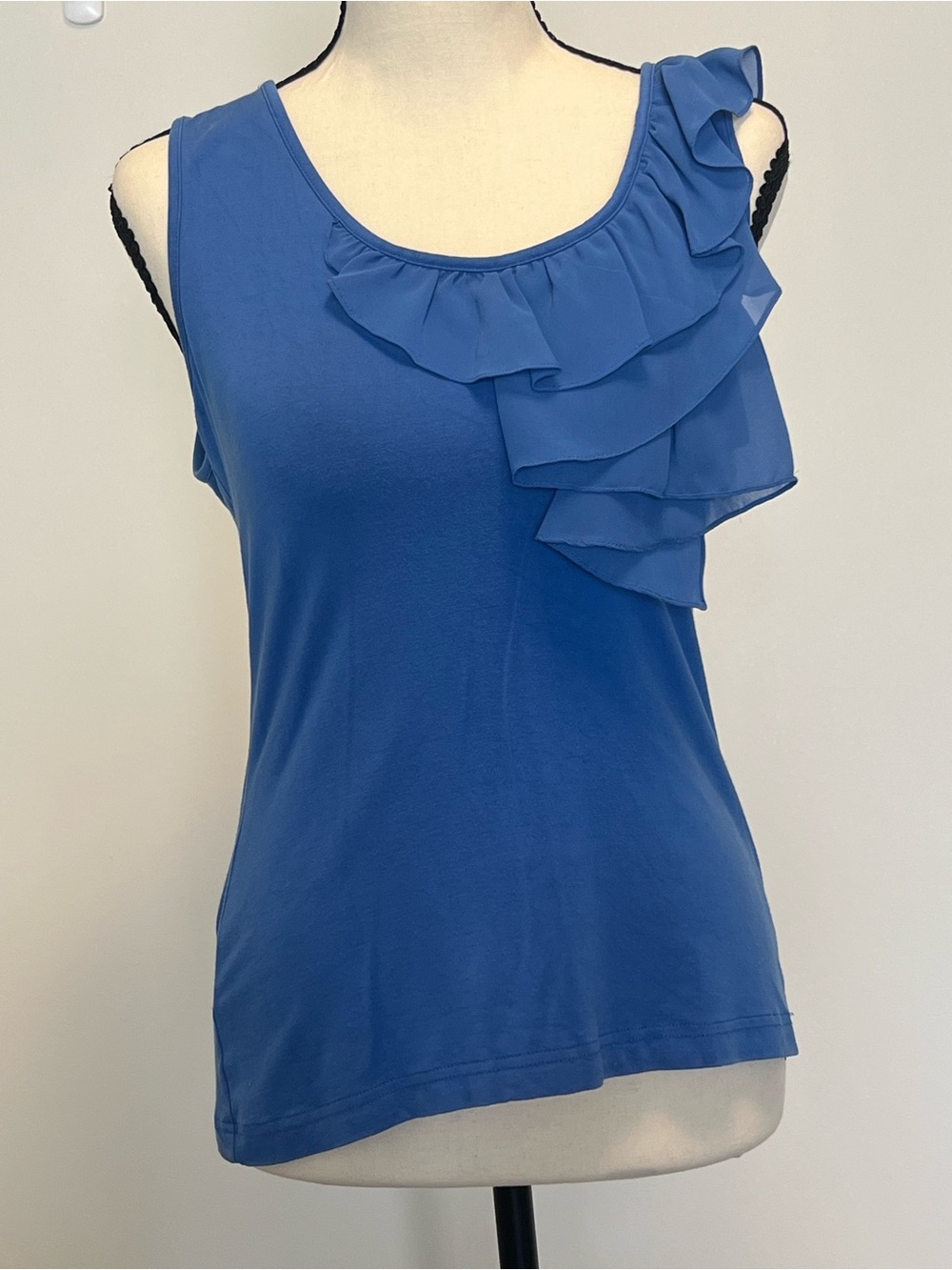Review Royal Blue Ruffle Scoop Neck Tank | Workwear